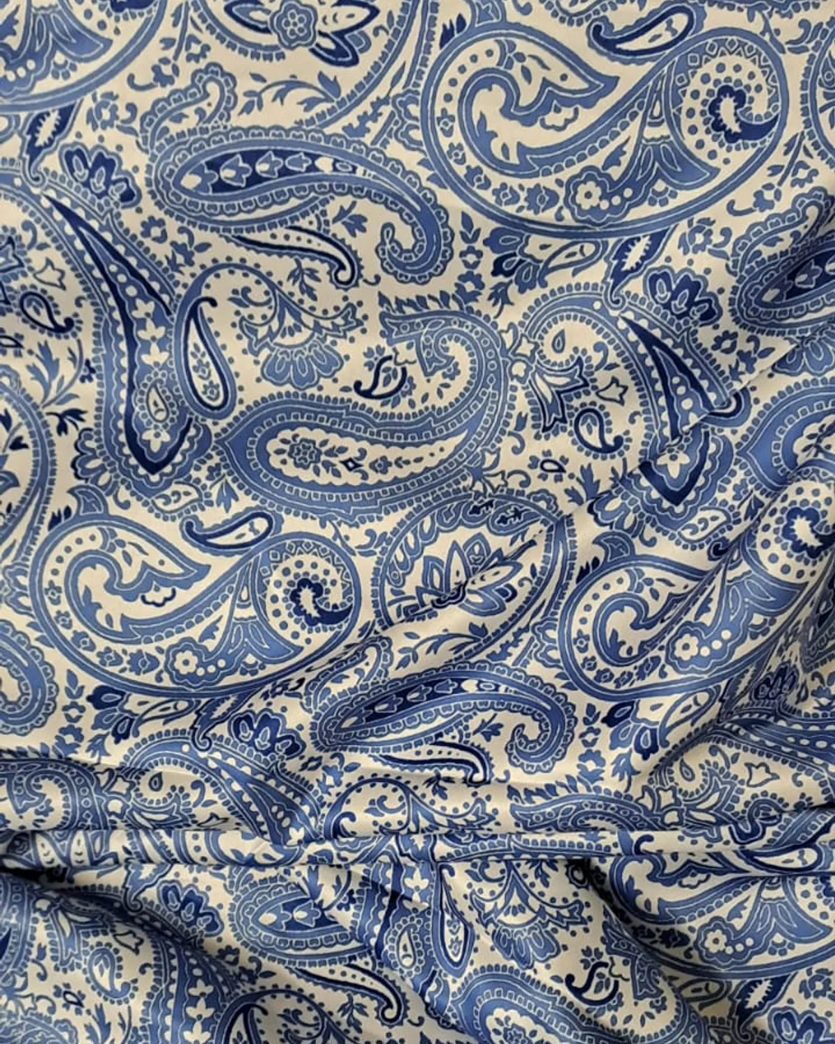 Blue paisley custom printed Astar lining fabric for a bespoke suit or jacket